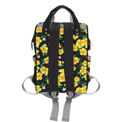 Yellow Hibiscus Pattern Print Design HB08 Diaper Bag Backpack