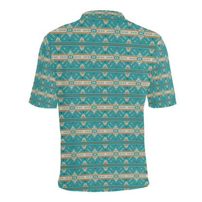 Southwest Native Design Themed Print Men Polo Shirt
