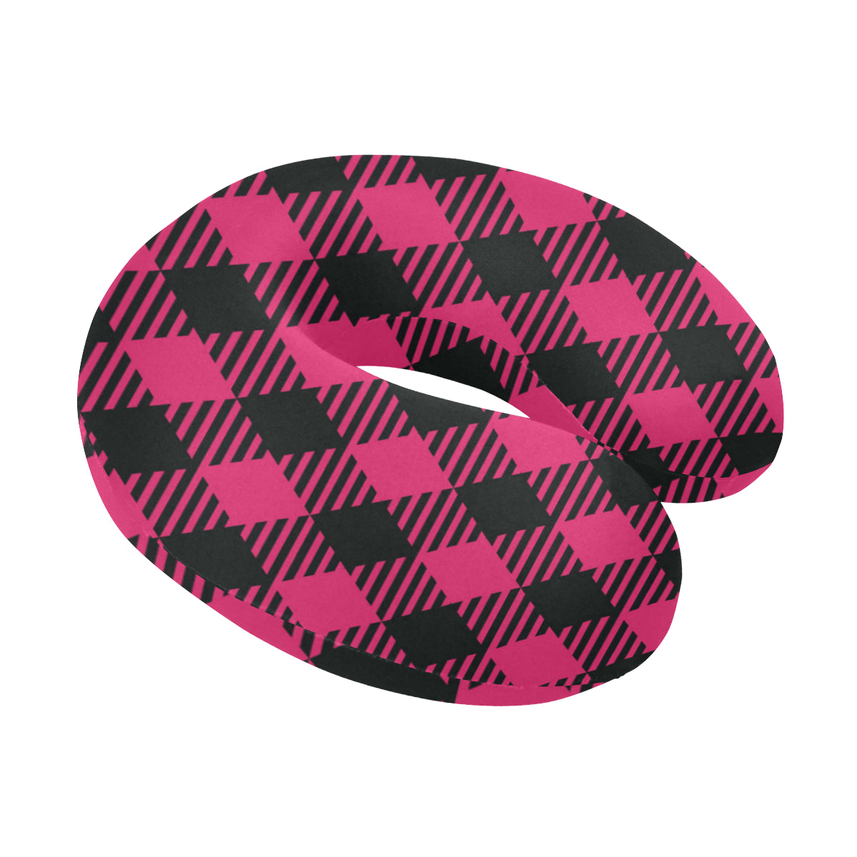 Buffalo check Pink Pattern Print Design 01 U-Shaped Travel Neck Pillow