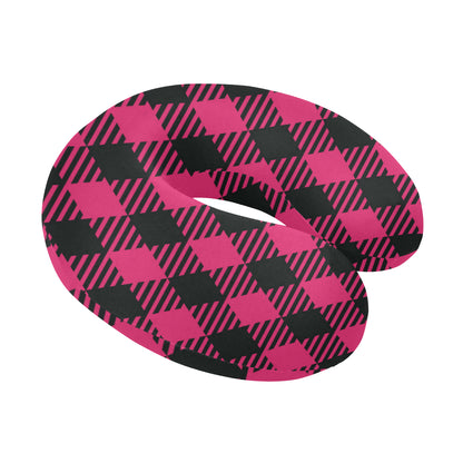 Buffalo check Pink Pattern Print Design 01 U-Shaped Travel Neck Pillow