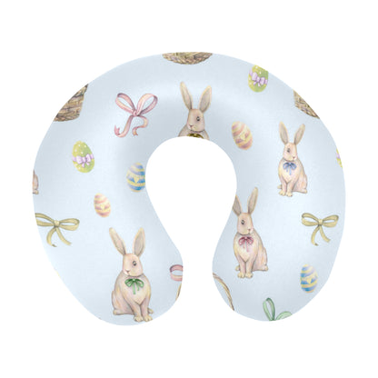 Rabbit Easter Eggs Pattern Print Design 03 U-Shaped Travel Neck Pillow