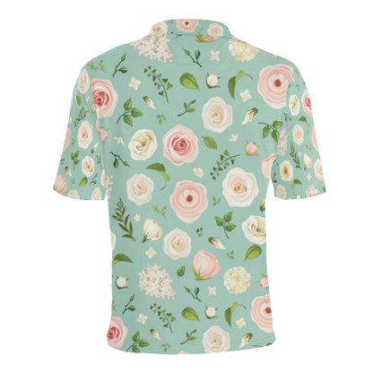 Lisianthus Pattern Print Design 01 Men Polo Shirt