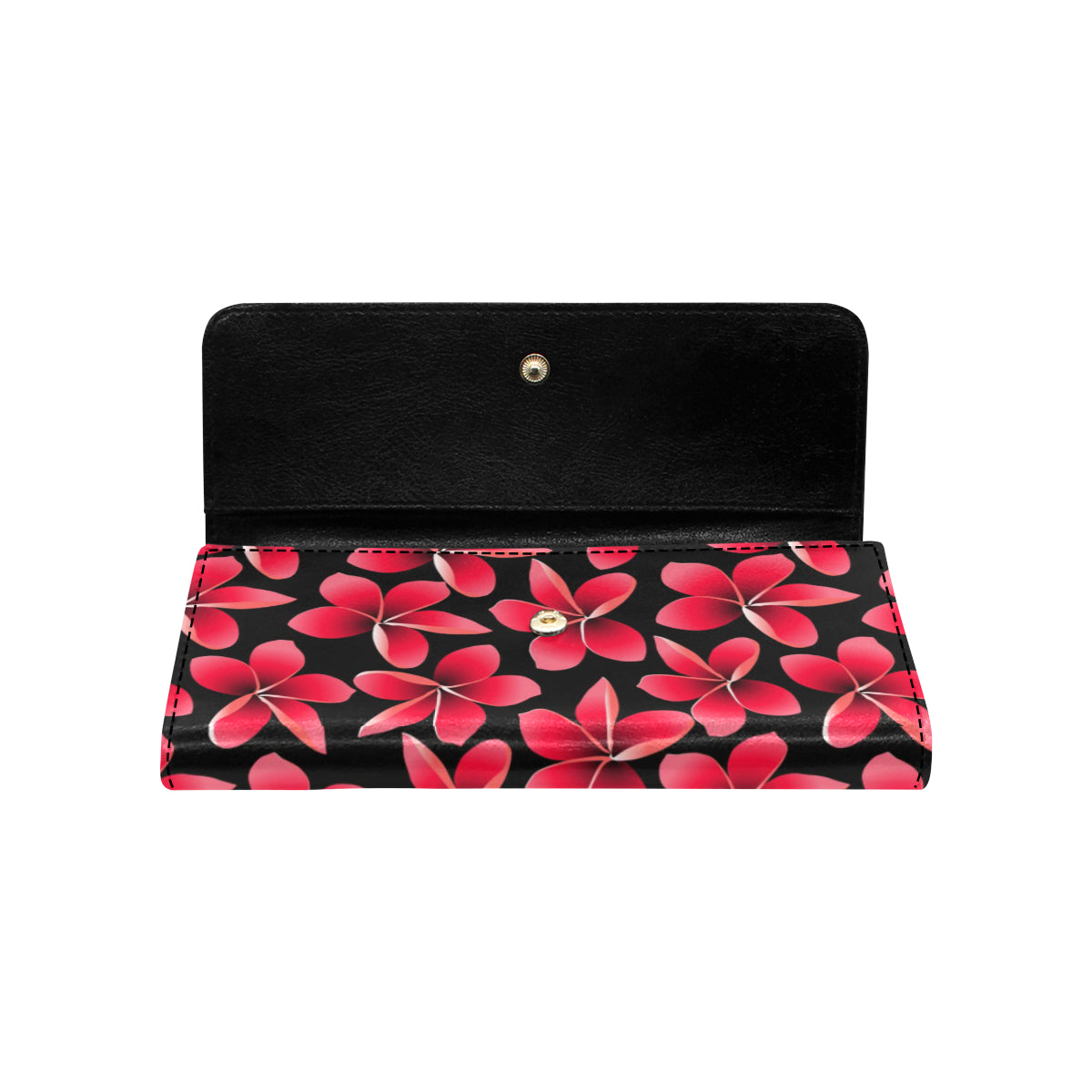 Red Plumeria Pattern Print Design PM025 Women's Trifold Wallet