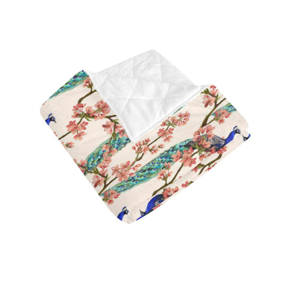 Cherry Blossom Peacock Premium Quilt