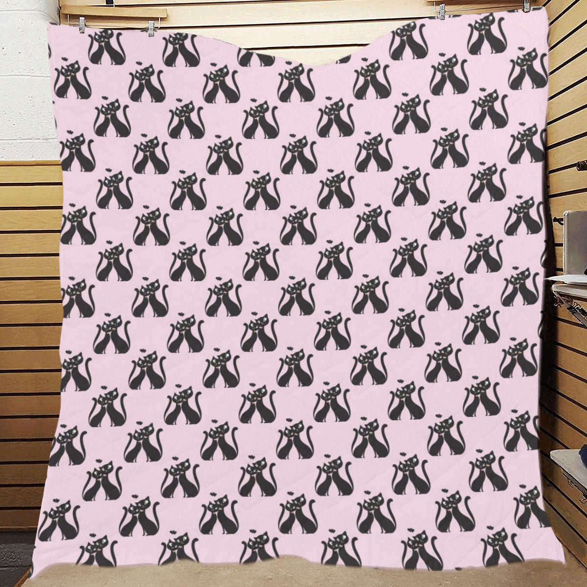 Black Cat Pattern Print Design 01 Premium Quilt