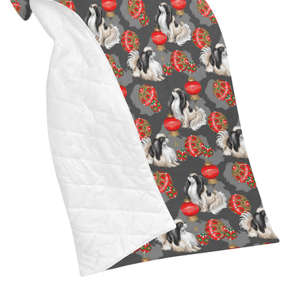 Japanese Chin Pattern Print Design 02 Premium Quilt