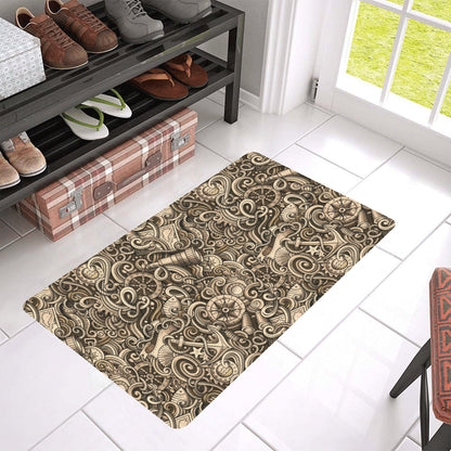 Nautical Tattoo Design Themed Print Rubber Doormat