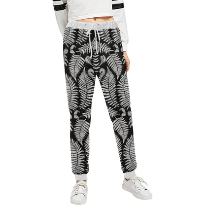 Fern Leave Black White Print Pattern Unisex Sweatpants