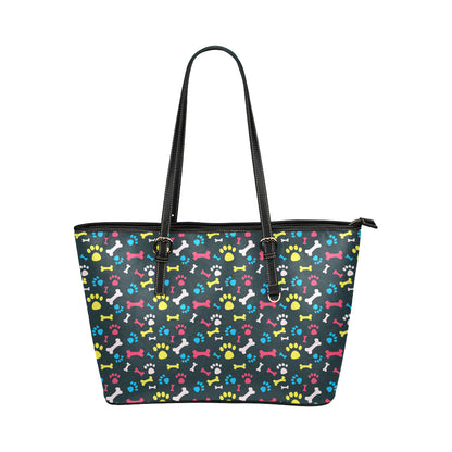 Paw Design Print Leather Tote Bag