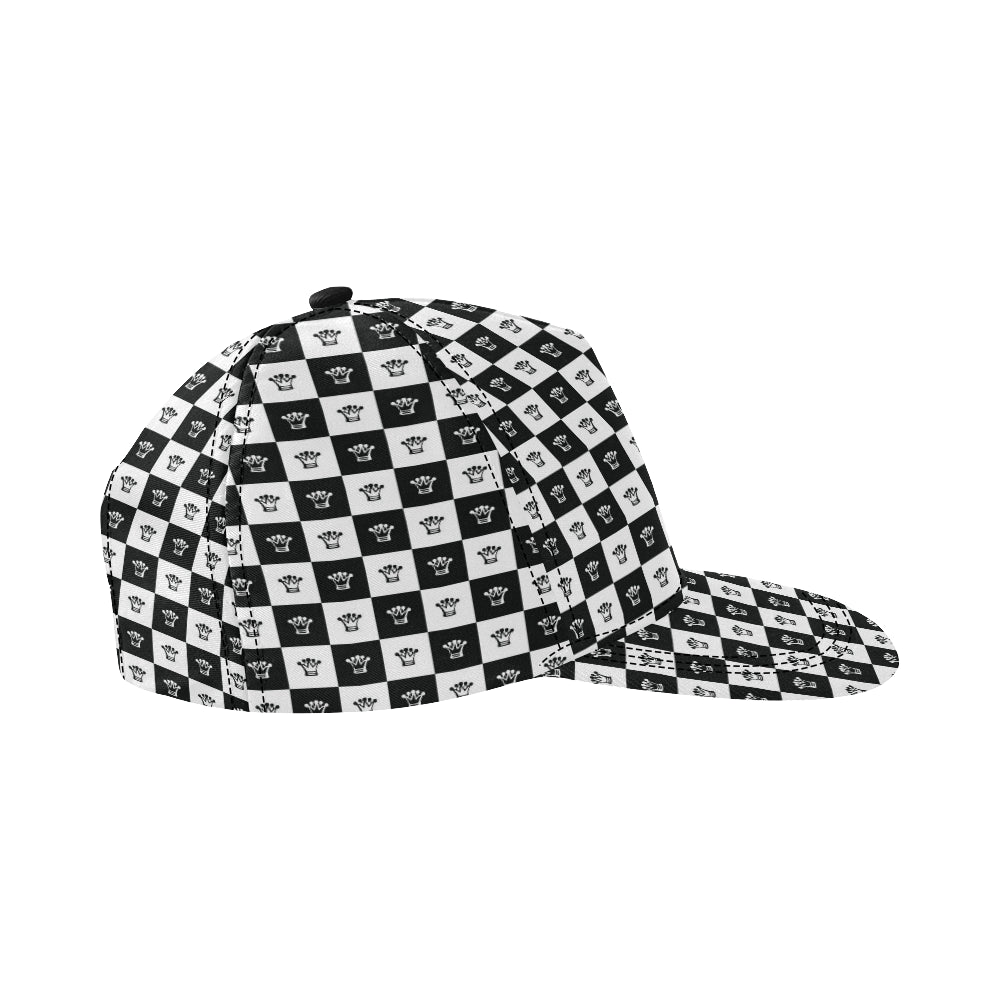 Checkered Flag Crown Pattern Snapback Cap