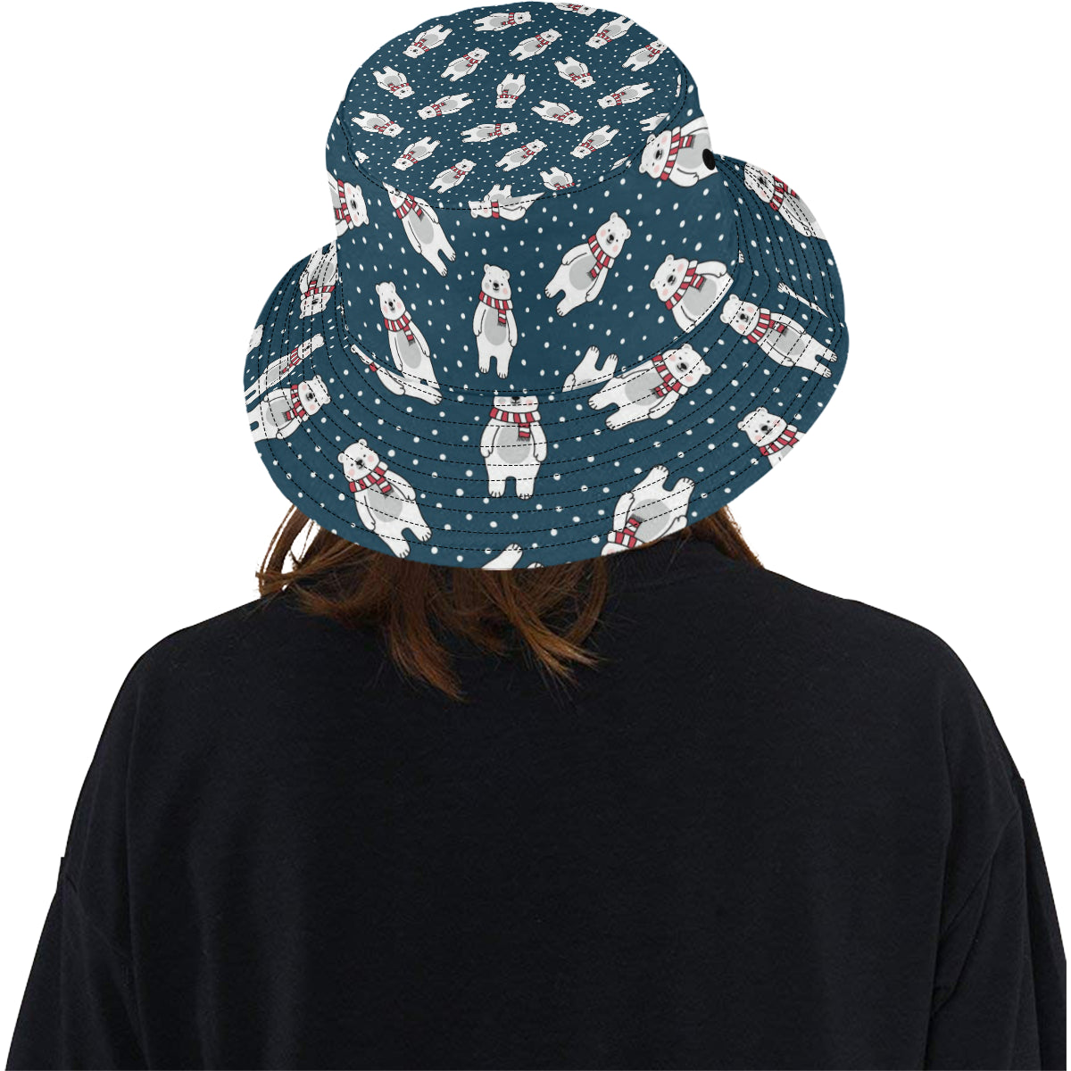 Polar Bear Pattern Print Design PB05 Unisex Bucket Hat