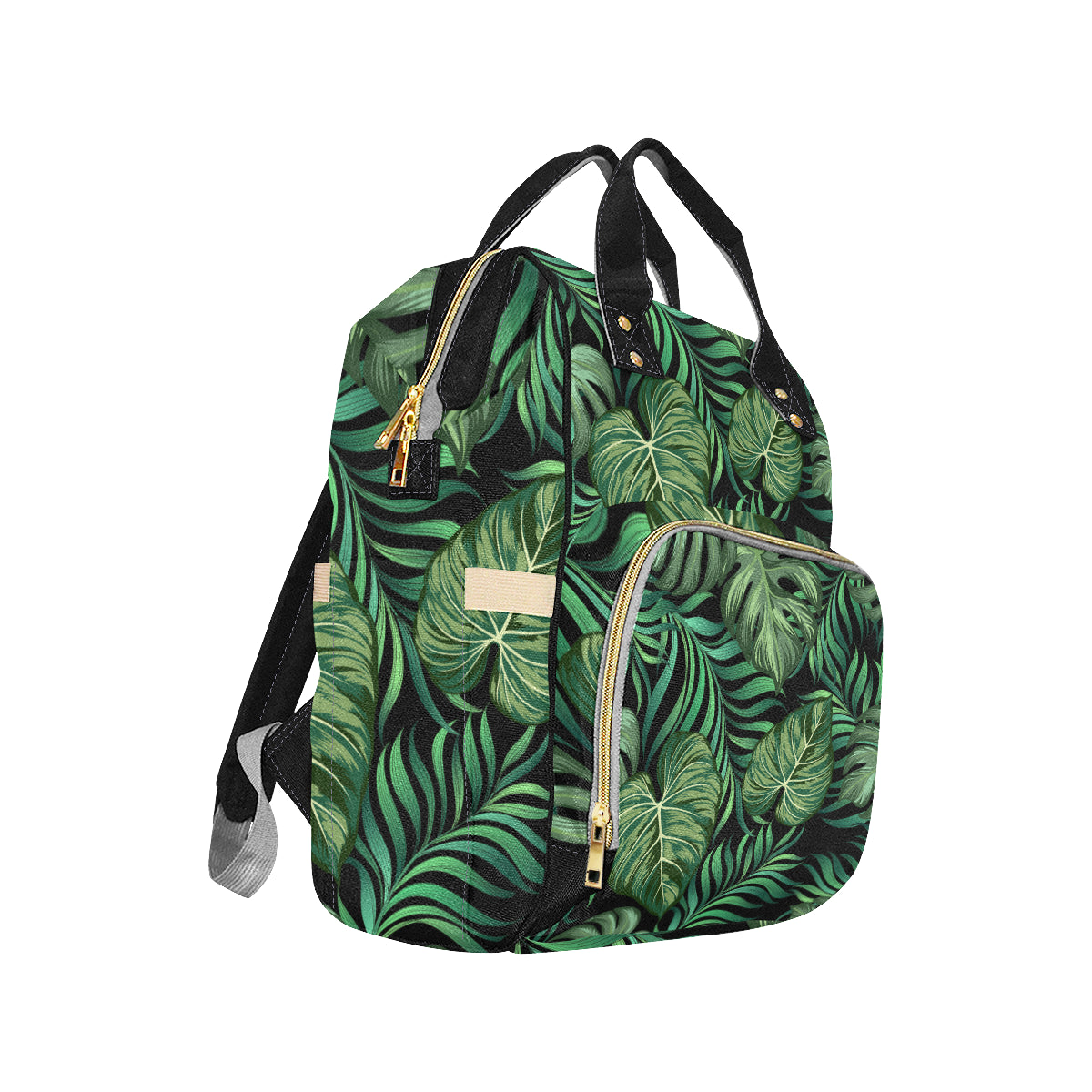 Green Fresh Tropical Palm Leaves Diaper Bag Backpack