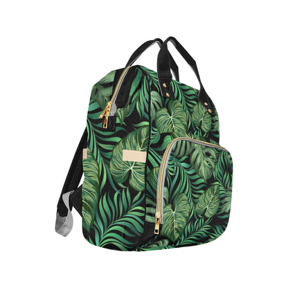 Green Fresh Tropical Palm Leaves Diaper Bag Backpack
