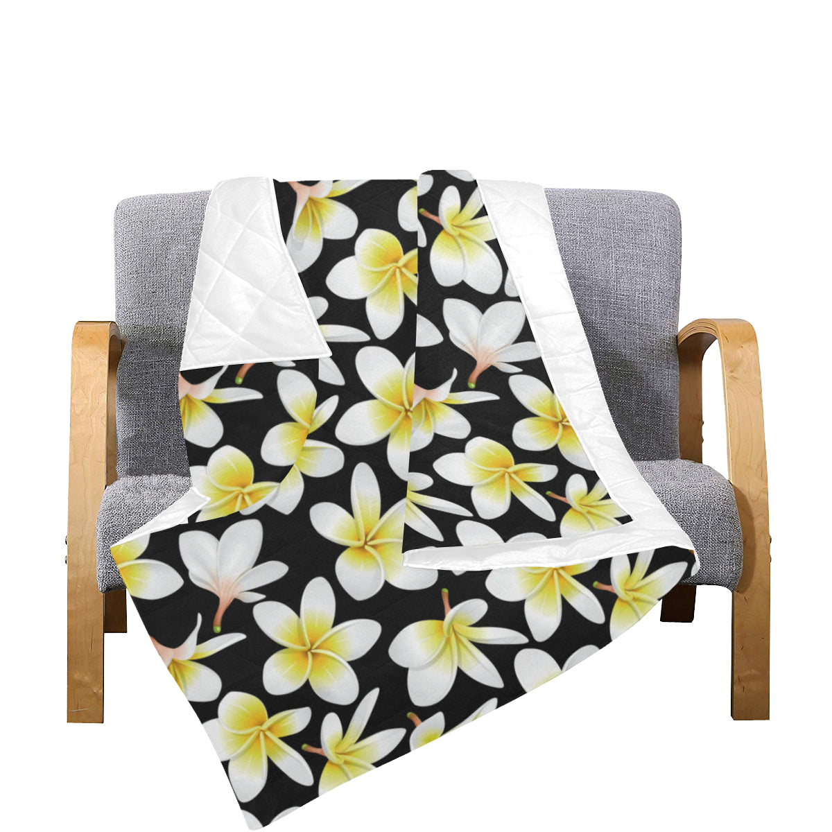 Yellow Plumeria Hawaiian Flowers Premium Quilt