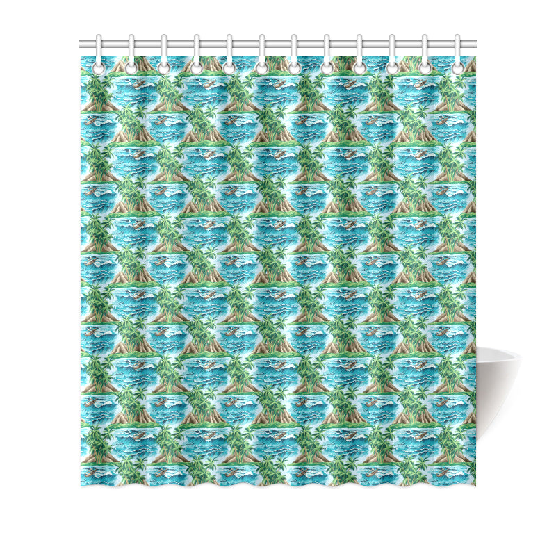 Palm Tree Hawaiian Themed Design Print Shower Curtain