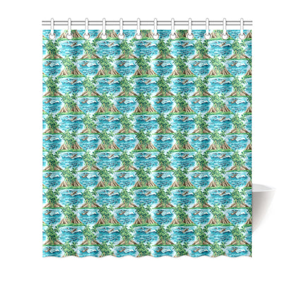 Palm Tree Hawaiian Themed Design Print Shower Curtain