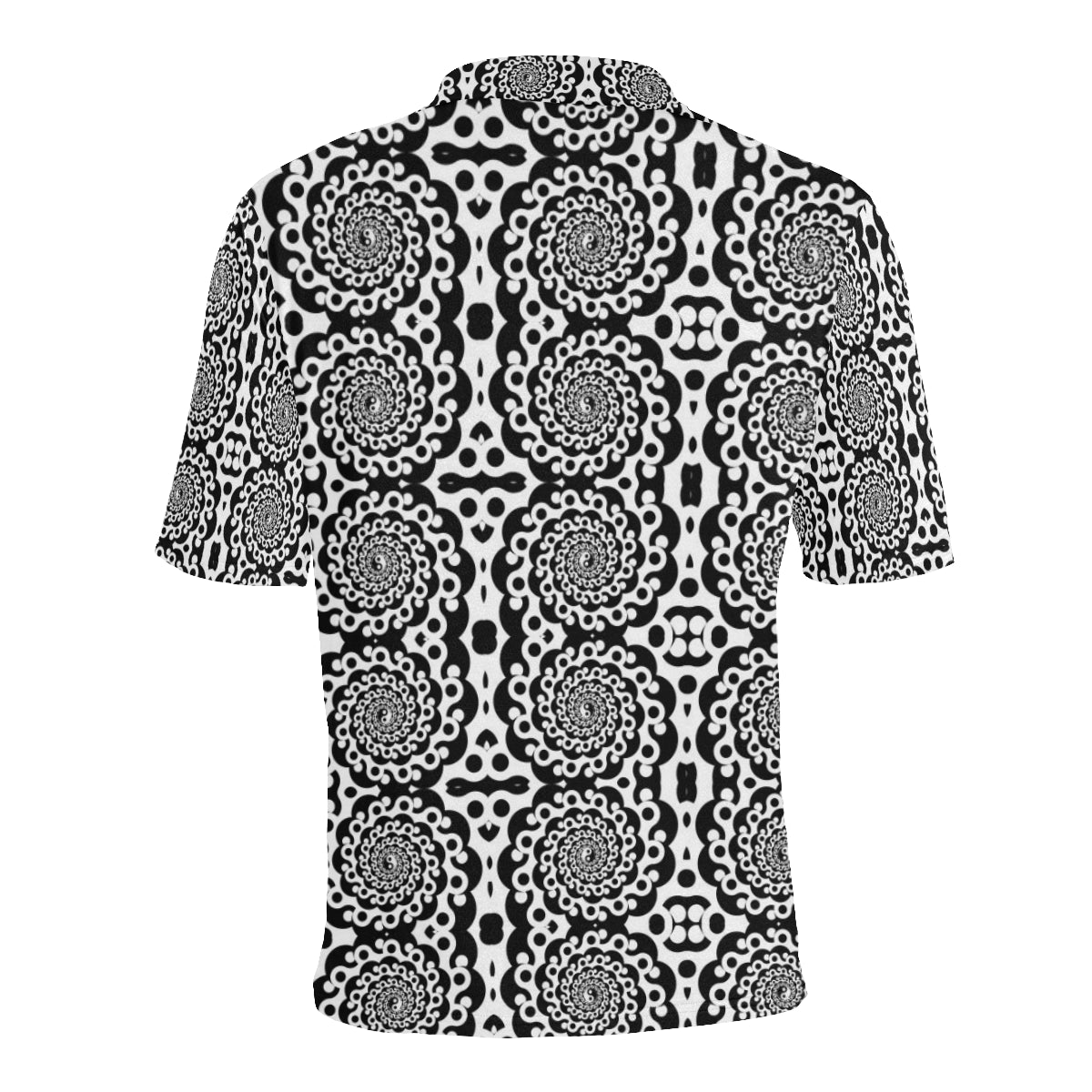 Yin Yang Spiral Design Print Men Polo Shirt