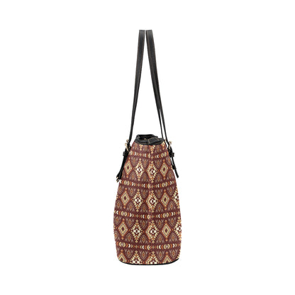 Navajo Native Color Print Pattern Leather Tote Bag