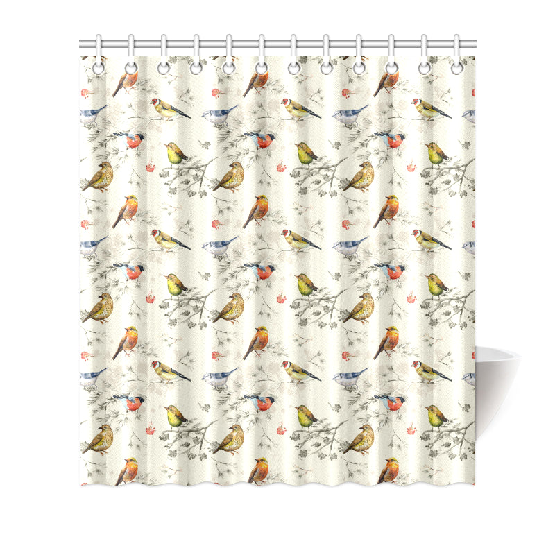 Bird Watercolor Design Pattern Shower Curtain