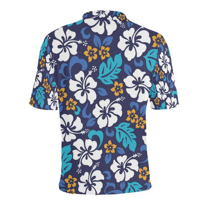 Hibiscus Pattern Print Design HB030 Men Polo Shirt