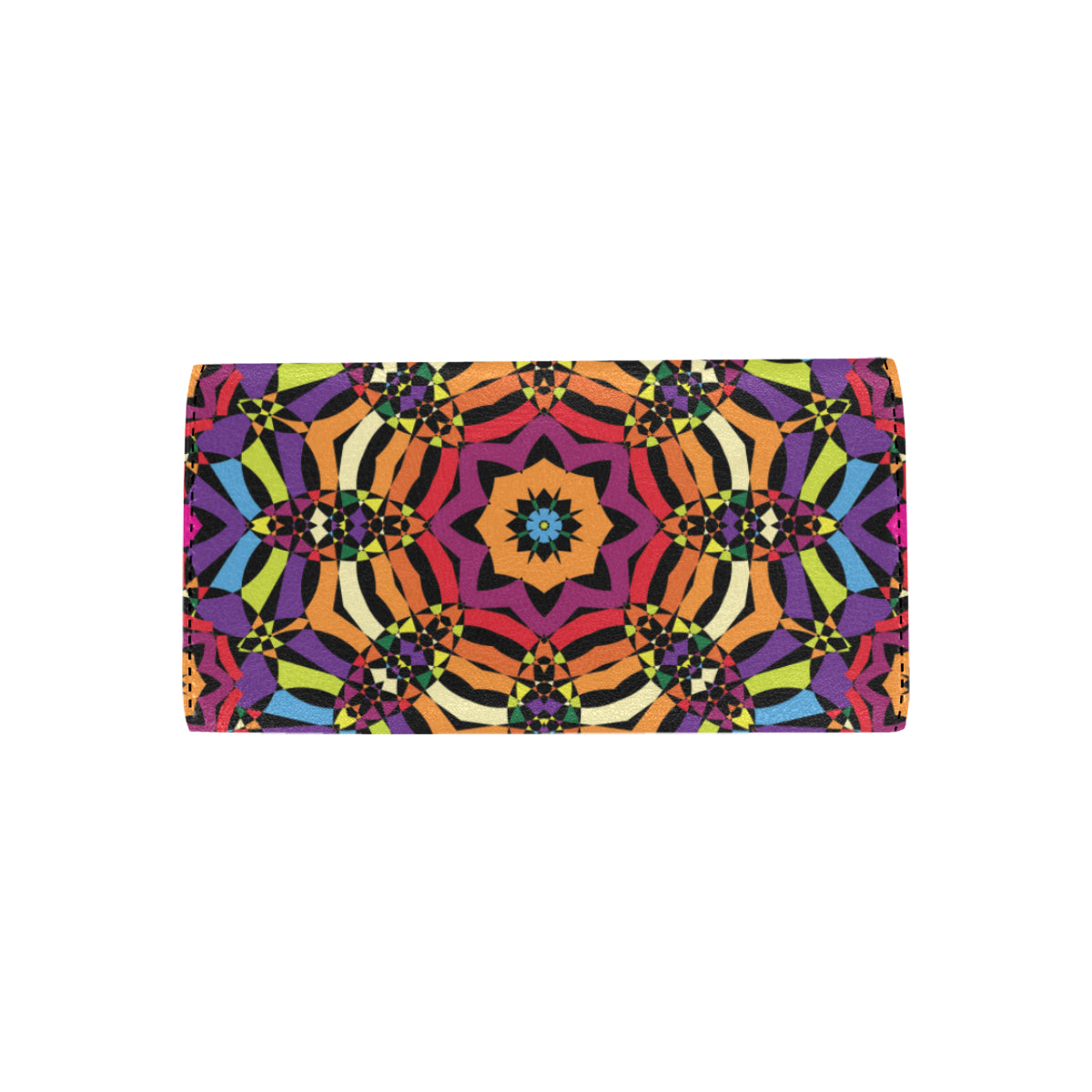 Kaleidoscope Pattern Print Design 01 Women's Trifold Wallet