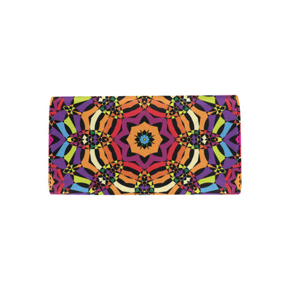 Kaleidoscope Pattern Print Design 01 Women's Trifold Wallet