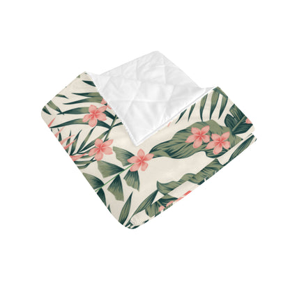 Tropical Flower Palm Leaves Premium Quilt