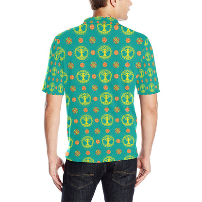 Celtic Tree of Life Print Pattern Men Polo Shirt
