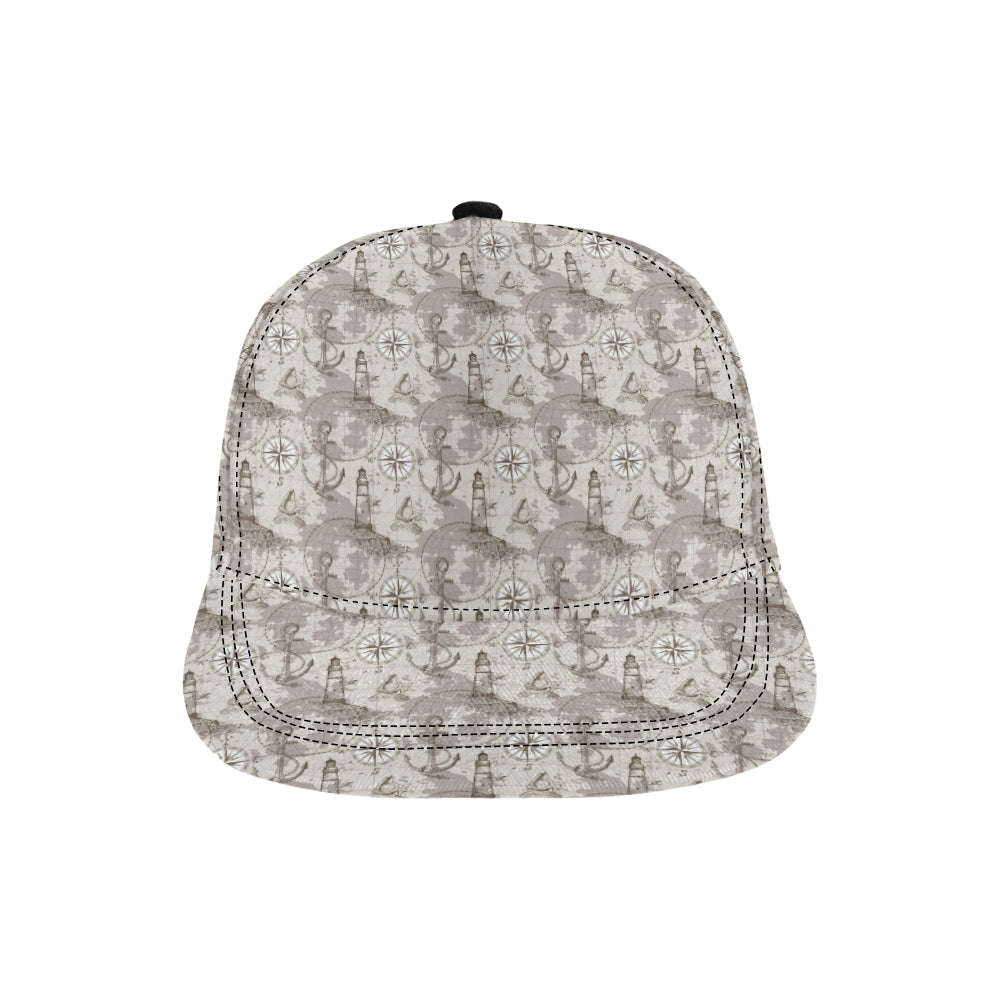 Nautical Map Design Themed Print Snapback Cap