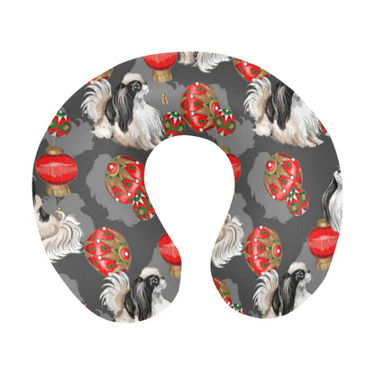 Japanese Chin Pattern Print Design 02 U-Shaped Travel Neck Pillow