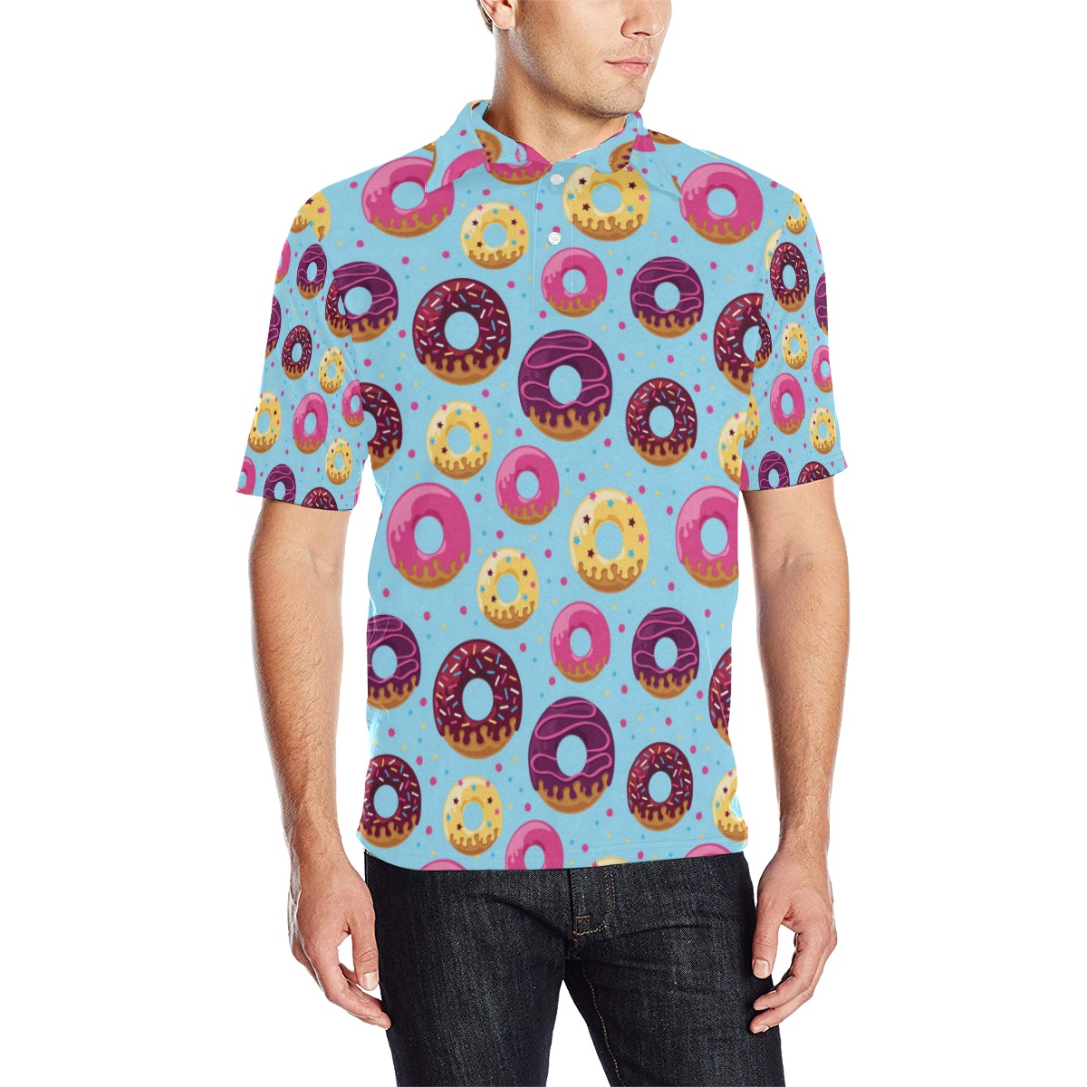 Donut Pattern Print Design DN07 Men Polo Shirt