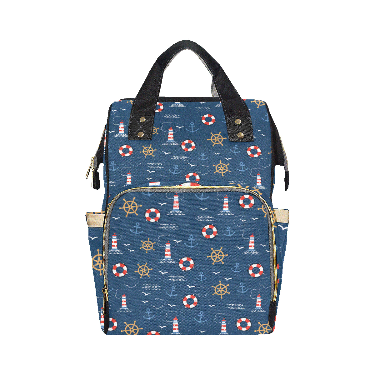 Nautical Pattern Print Design A06 Diaper Bag Backpack