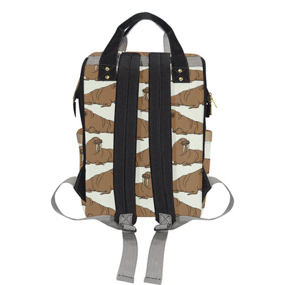 Walrus Pattern Print Design 03 Diaper Bag Backpack