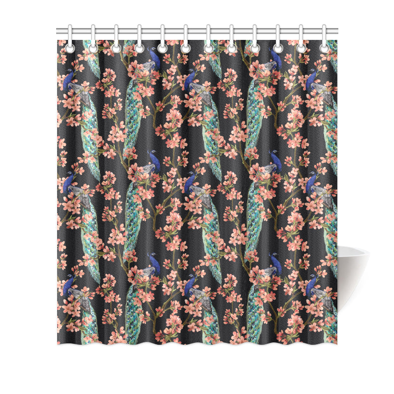 Peacock Pattern Print Design A01 Shower Curtain