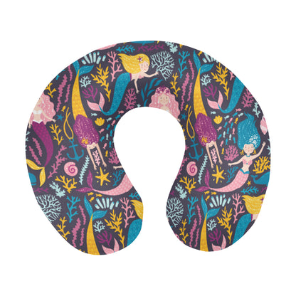 Mermaid Pattern Print Design 08 U-Shaped Travel Neck Pillow