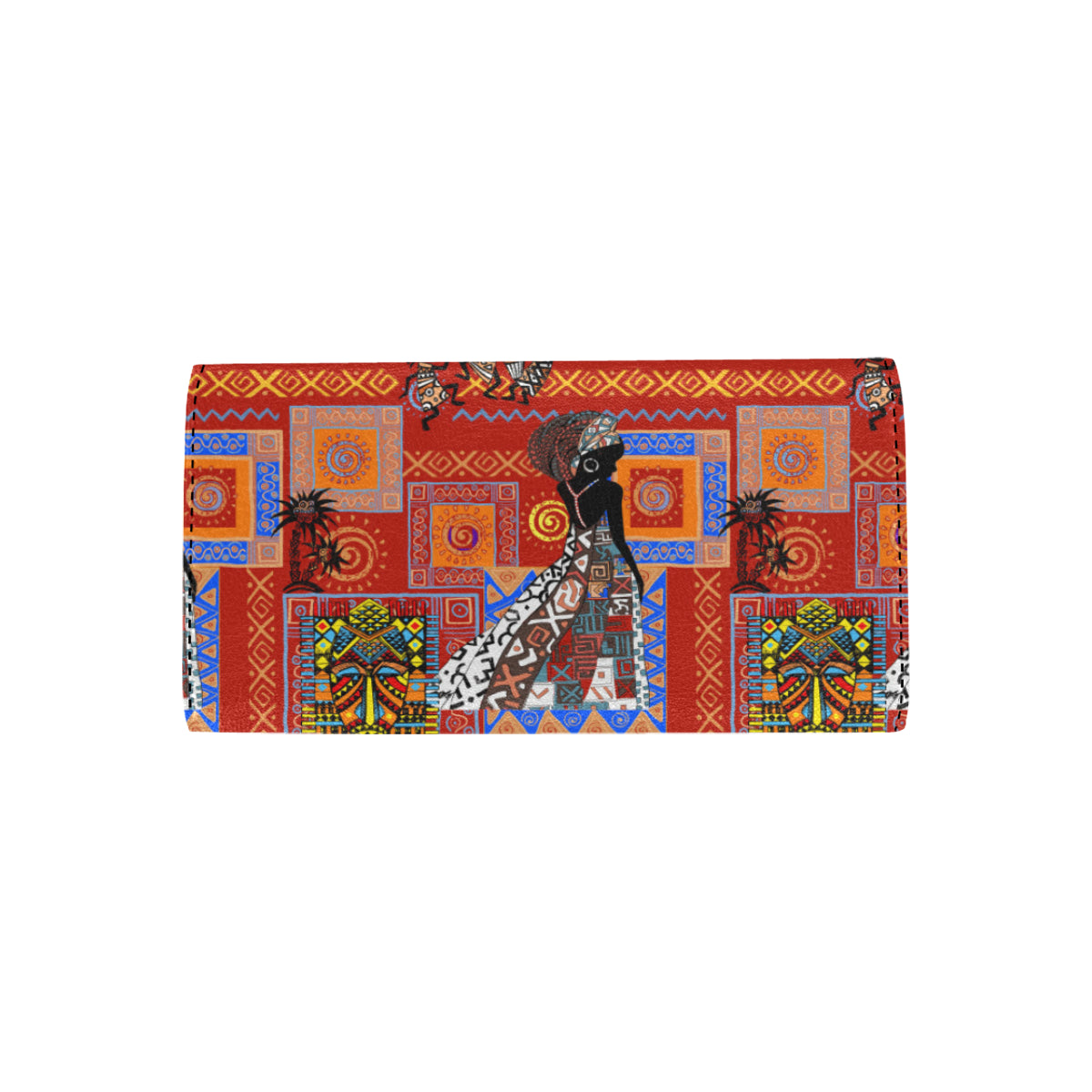 African Print Pattern Women's Trifold Wallet