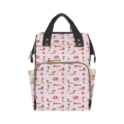 Dachshund Pattern Print Design 10 Diaper Bag Backpack