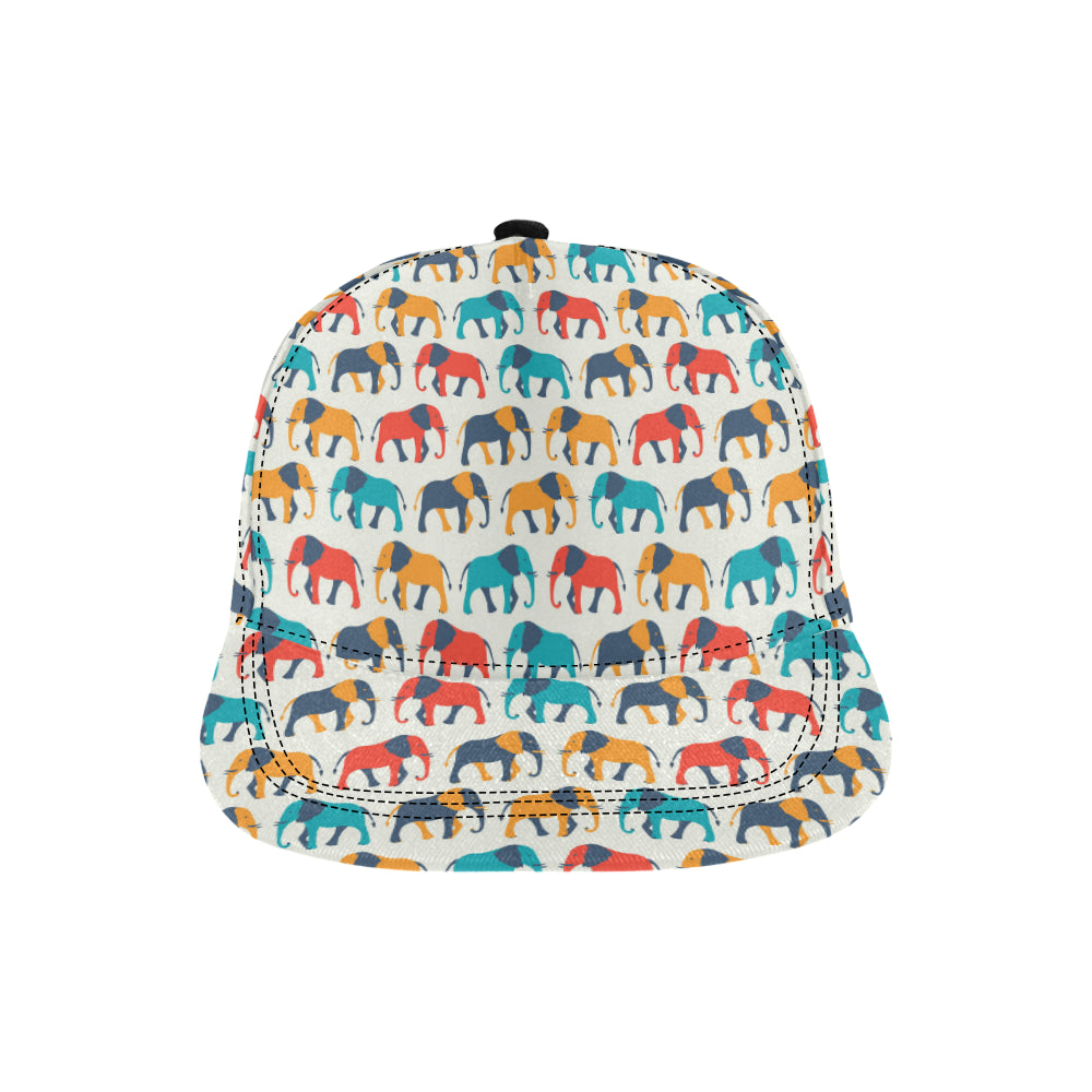 Elephant Colorful Print Pattern Snapback Cap