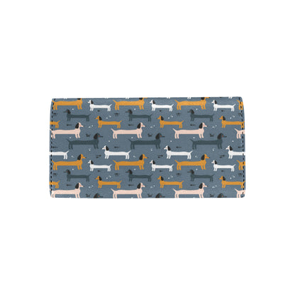 Dachshund Pattern Print Design 012 Women's Trifold Wallet
