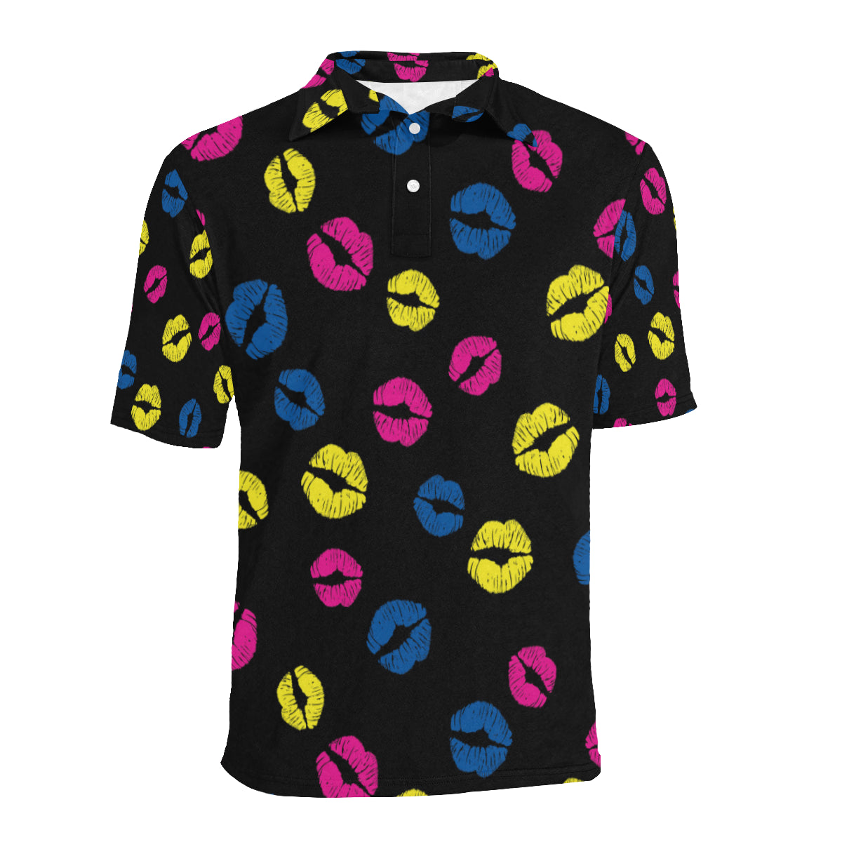 Lip Neon Color Pattern Print Design 01 Men Polo Shirt