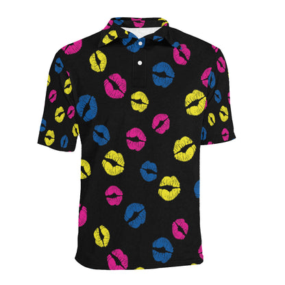 Lip Neon Color Pattern Print Design 01 Men Polo Shirt