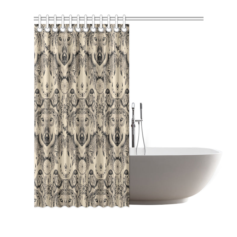 Indian Boho Wolf Shower Curtain