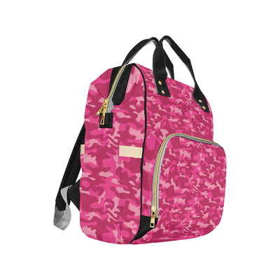 Camo Pink Pattern Print Design 01 Diaper Bag Backpack