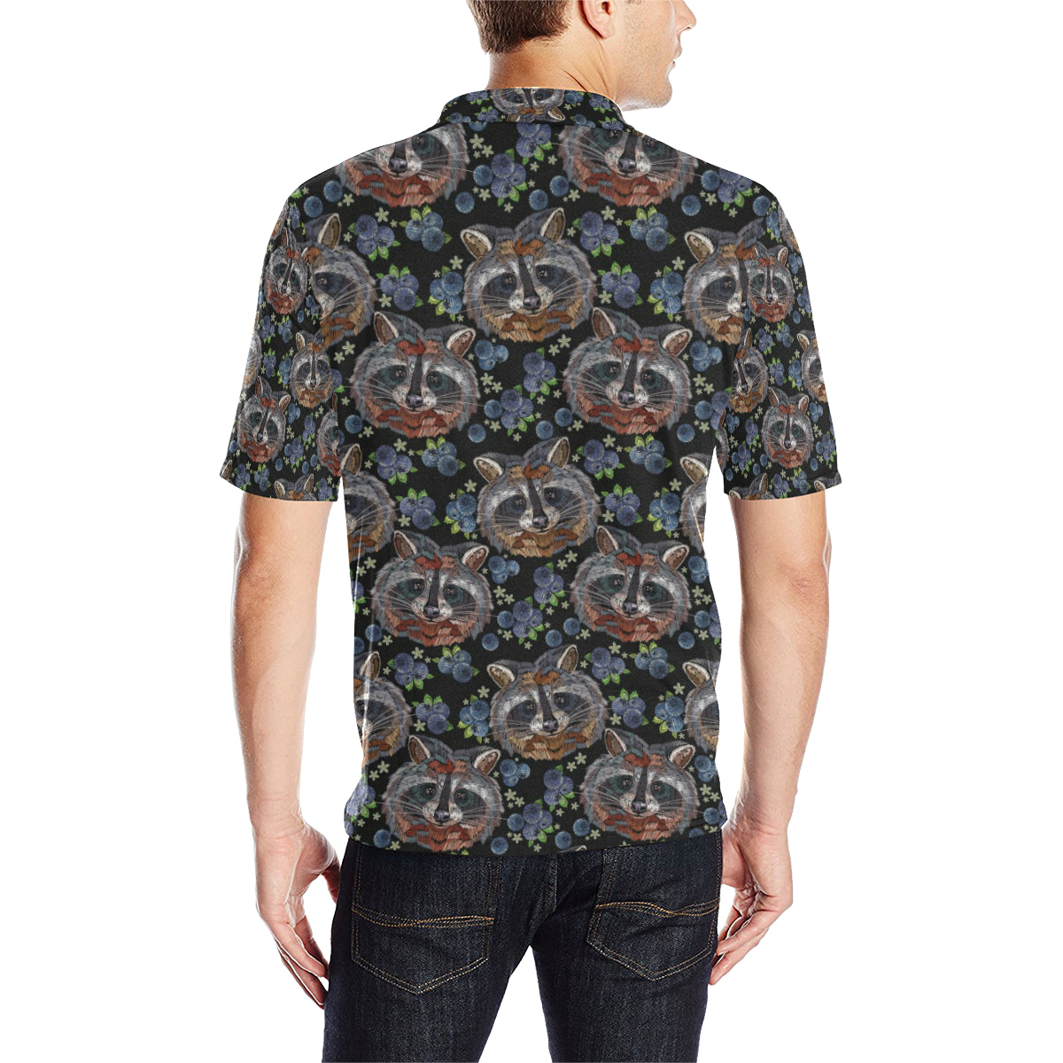 Raccoon Pattern Print Design A03 Men Polo Shirt