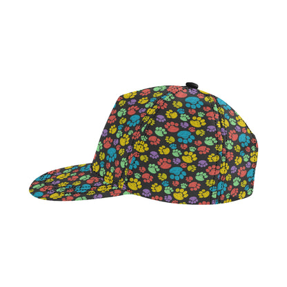 Paw Colorful Print Snapback Cap