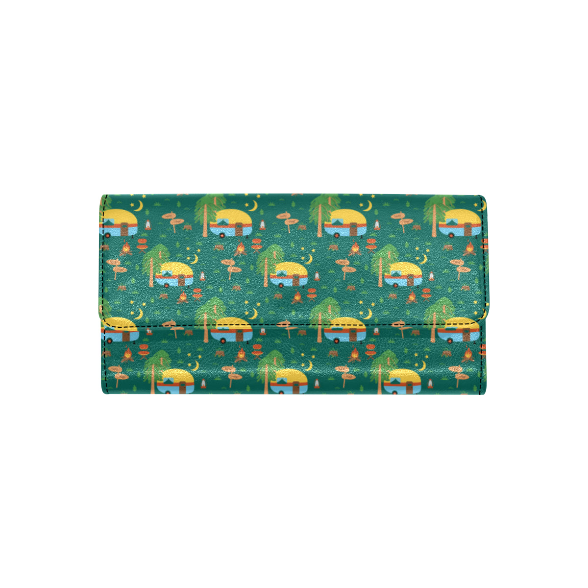 Camping Camper Pattern Print Design 06 Women's Trifold Wallet