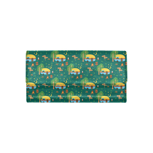 Camping Camper Pattern Print Design 06 Women's Trifold Wallet