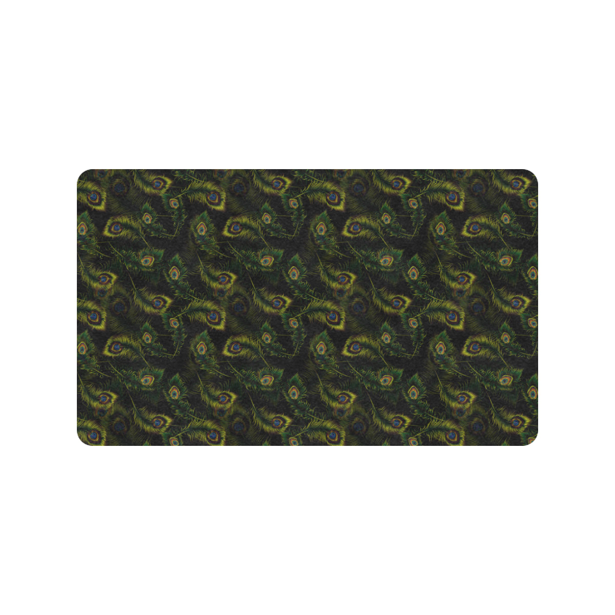 Peacock Feather Pattern Design Print Rubber Doormat