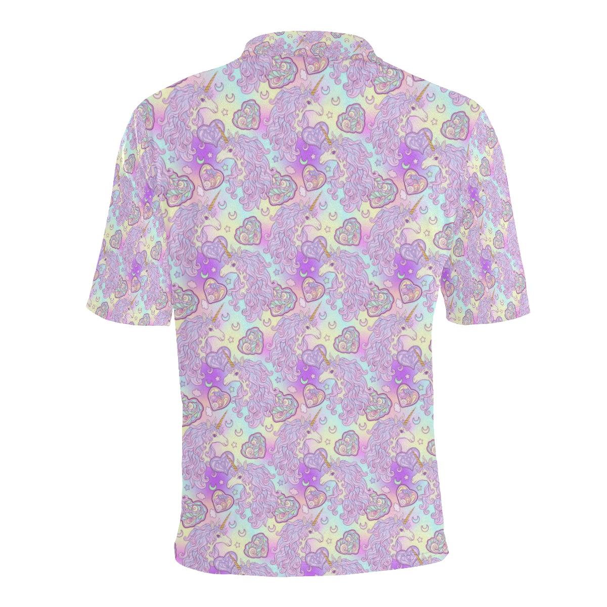 Unicorn Rainbow Star Heart Print Men Polo Shirt