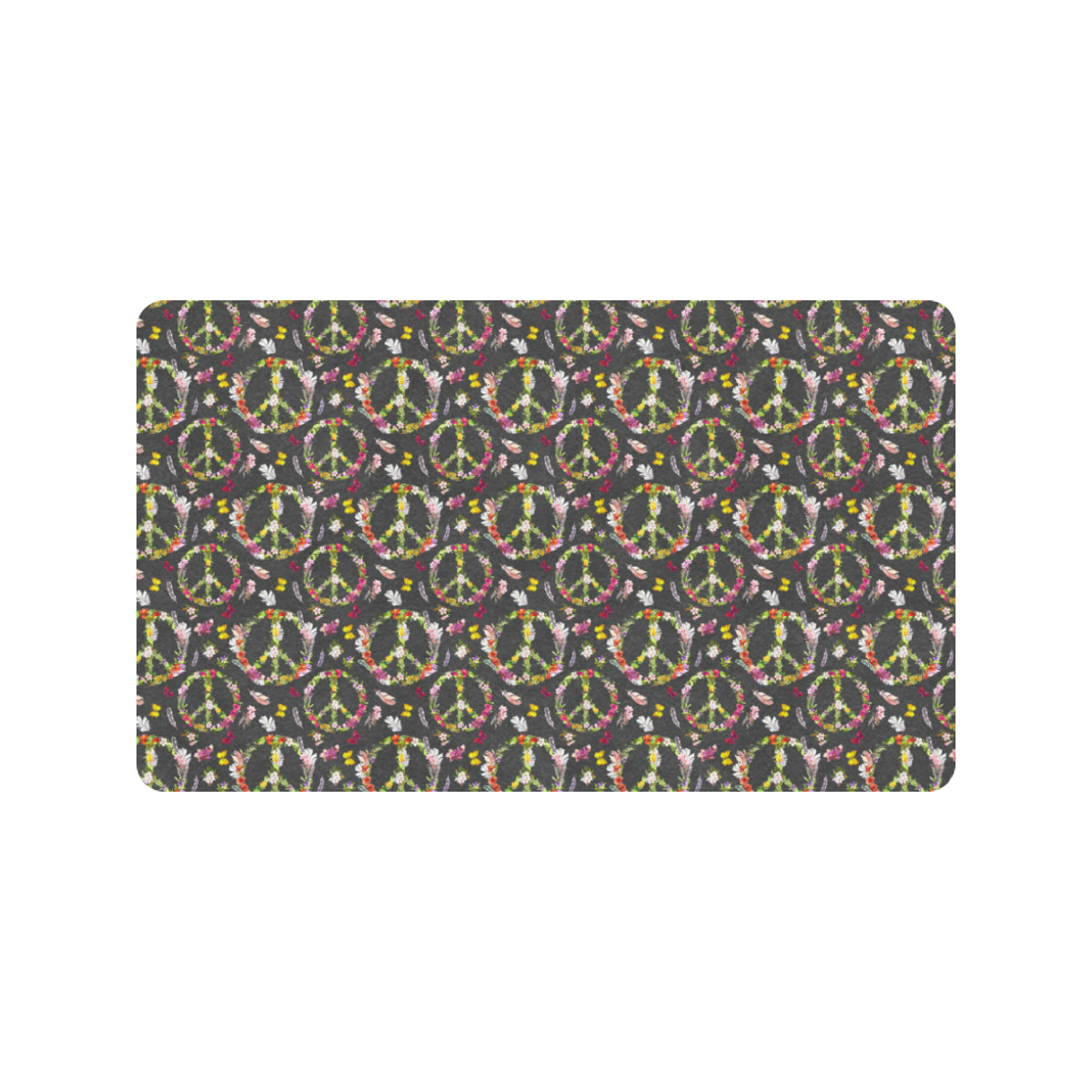 Peace Sign flowers Design Print Rubber Doormat